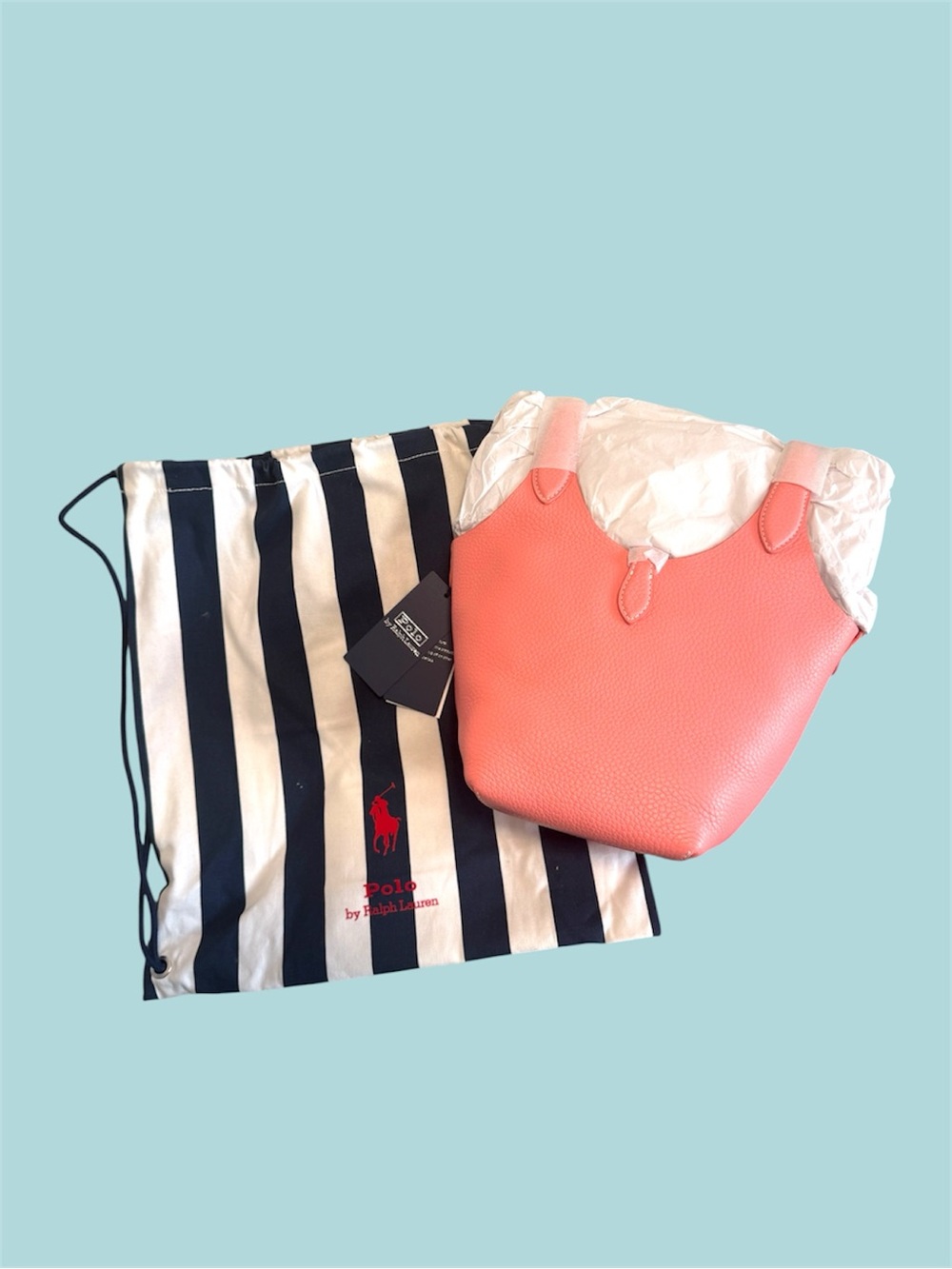 Ralph Lauren Pink polo play Leather Mini Tote - Picture 2 of 2